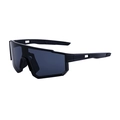 Sport cycling sunglasses with black frame and grey wide anti-UV lens in 45-degree view - C1 Glossy Black / Grey Lens