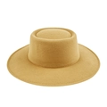 Sombrero fedora clásico color camello de fieltro con ala ancha y copa plana para unisex - M (56-58cm) / Beige