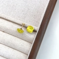 Sparkling cushion cut yellow crystal stud earrings with gold screw backs in titanium steel - Lemon Yellow Cushion (10mm)