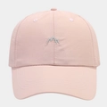 Close-up of white mountain embroidery on light pink quick-dry baseball cap surface - Adjustable / Pink