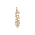 Ciondolo con lettera LOVE dorata con zircone a cuore e dettagli con incastonatura a pavé - Lettera LOVE