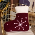 Christmas stocking plush pillow in deep red with white snowflake embroidery for sofa - Christmas Sock - Large