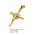 Pendentif boussole croix en cuivre plaqué or 14K avec zircons et détails géométriques - Style 7