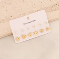 Set di 6 paia di orecchini in acciaio inossidabile con cuori e cristalli su pietra - Stile Cuore Luna Stella Fiocco di Neve (3#)
