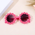 Rosa Gänseblümchen Kinder Sonnenbrille mit runden Gläsern und Blumenrahmen - Rosarot Rahmen Verlauf Graue Gläser