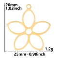 Dibujo técnico de colgante de flor hueca dorada de 25mm con dimensiones y peso exactos - Colgante / Dorado