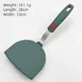 Dark green silicone turner with stainless steel handle, size 28x13cm, weight 161.1g - Semi-circular Solid Turner