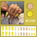 Set da 24 unghie finte a mandorla gialle stile francese con glitter argento - Stile a Mandorla Francese Giallo (W1349) / Tipo di Colla