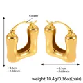 Detailed size specifications for thick golden U-shaped copper hoop earrings - Gold Earrings (F468)