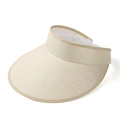 Detail of light beige straw sun visor showing woven texture and adjustable strap - Beige