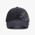 Dark blue quick-dry baseball cap with laser-cut holes and grey dragon print - Adjustable / Navy Blue
