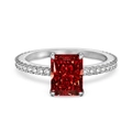 Elegant S925 sterling silver ring featuring a large rectangular red zircon stone - US 5 / Silver Red Zirconia