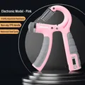 Pink adjustable 5-60kg hand gripper with electronic counter and grey TPR non-slip handles - 5-60kg Electronic Counting / Pink Gray