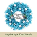Electric blue 60cm Christmas wreath with silver ornaments and Merry Christmas sign - Blue Regular-60cm