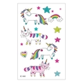 Waterproof temporary tattoo sheet with colorful cartoon unicorns, rainbows and stars - EC-660 (Unicorn)