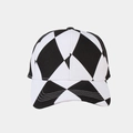 Adjustable baseball cap featuring a bold black and white diamond pattern and curved brim - Adjustable / Black Argyle