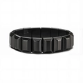 Minimalist men's bracelet with black geometric hematite beads on a white background - Thickened Cut Wide Style