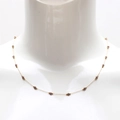 Detail of 18K gold-plated stainless steel necklace with dark purple crystal beads on a neck form - 40+5cm / Gray
