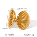 Détail de la bague coquillage dorée avec textures radiales et dimensions précises - Style Coquillage par Processus de Coulée (HC-R30379-Cast)