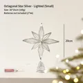 Silver octagonal Christmas tree topper star with warm LED lights, 20x25cm battery powered - 20cm Octagonal Star Silver With Light
