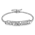 Silbernes Edelstahl-Sternzeichen-Armband Steinbock mit verstellbarer Figaro-Kette - Silber-Steinbock