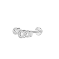 Silver lip stud with three aligned cubic zirconia crystals for piercings - Silver Trio Rhinestones (K-948)