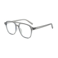 Retro double-bridge square pilot sunglasses with transparent grey frame for street style - Translucent Grey Frame Anti-Blue Light