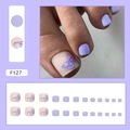 Matte purple butterfly press-on toe nails set featuring romantic 3D designs for women - Romantic Butterfly (F127) / Glue Type