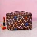 Beauty case marrone con stampe di pinguini, borsa da toilette in pelle PU - Pinguino Marrone