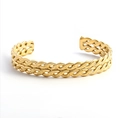 Adjustable 18K gold plated stainless steel open bangle with double twist rope design - Real Gold Plated Twisted Bangle (NU02-4)