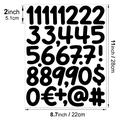 Detail showing 2-inch waterproof vinyl letter and number stickers with size measurements - 2 Inch Cartoon Numbers & Symbols - Black