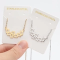 Stainless steel geometric quadrilateral pendant clavicle chain detail view, elegant women's jewelry. - Hollow Square