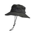 Dettaglio cappello da sole impermeabile verde scuro con coulisse regolabile e tesa larga - 56-60cm / Verde Militare