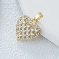 Pendentif cœur doré avec micro-zircons et motif grillagé pour femmes - Cœur de Zircon-Or/Blanc
