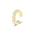 Ear cuff de plata S925 dorada en forma de C con ocho circonitas blancas brillantes incrustadas - Oro Amarillo (Individual)