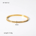 4mm gold titanium steel bangle with rectangular cubic zirconia and hinge closure - 18K Gold Plated Row Diamond Style (HF-B5112)