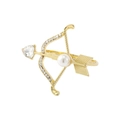 Portatovagliolo dorato a forma di fiocco con strass a cuore, cristalli e perle chic - Z1009-1 (Arciere Cuore Perla)