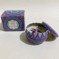 Lavender scented soy candle in mandala tin can with decorative purple petals and gift box - Lavender (Tin)