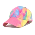 Detail of colorful tie-dye baseball cap featuring vibrant multi-color swirl and stitching - Vibrant Multicolor Tie-Dye (6#)