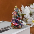Mini sapin de Noël en résine avec pierres colorées et feuilles d'or pour décoration - 54 Coquillage coloré + Feuille d'or