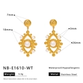Detailed dimension guide for golden stainless steel eye earrings with white pearls - White Gemstone Evil Eye Drop Style (NB-E1610-WT)