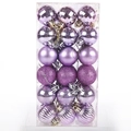 Set of 24 purple Christmas ornaments with matte, glitter, and glossy textures - 4cm/36Pcs / Light Purple