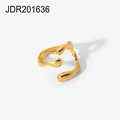 Irregular geometric gold open ring with a fluid design shown on a clean white background - Abstract Fluid