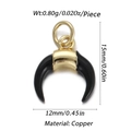 Black crescent horn pendant with gold copper trim and micro-pave cubic zirconia accents - 22-Black Crescent