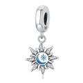 Charm soleil et lune en argent 925 avec pierres bleues et émail pour bracelets de luxe - Soleil à Colle Déposée Flash 0368