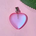 Pendentif cœur dégradé rose et bleu avec texture mate et fermoir en métal argenté - 64-Rose Givré