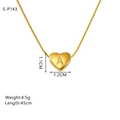 Close-up of gold heart pendant necklace with engraved letter A on 45cm steel chain - Letter A (Snake Chain)