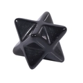 Macro shot of polished black obsidian Merkaba star stone with smooth geometric surfaces - 12x12mm / Obsidian