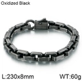 Oxidized black punk steel bracelet with 8mm rectangular links and spring clasp - Matte Black