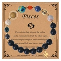 Pisces constellation bracelet featuring volcanic stone, natural beads, and metal charms - Pisces